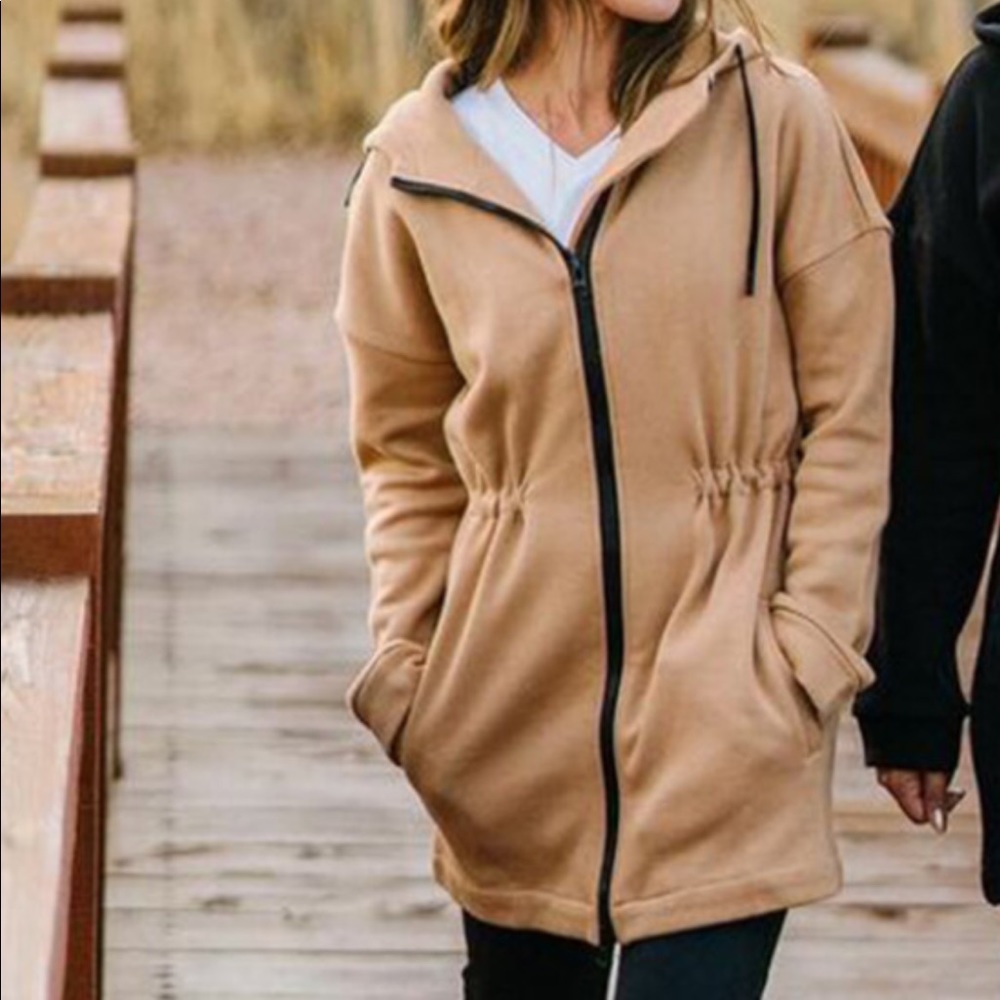 Camel Long Hoodie Sweatshirt Jacket ZyiaActive